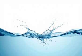 Water splash in blue liquid against white background