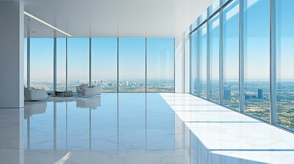 Fototapeta premium Stunning Cityscape View from Modern Penthouse Apartment