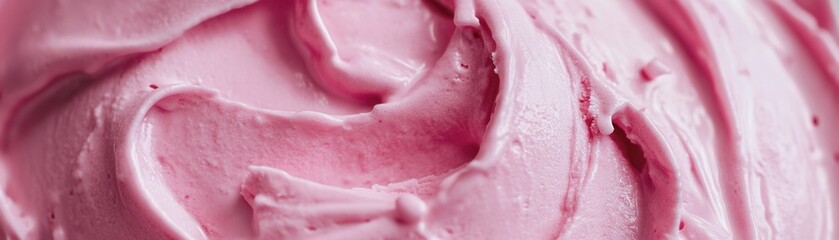 Obraz premium Close-up of smooth pink ice cream with a creamy texture.