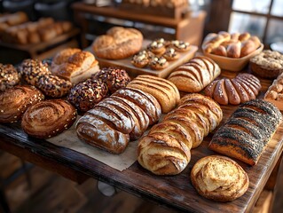 Photo of a Variety of Artisan Bread in a Rustic Bakery