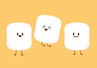 marshmallow mascot vector. marshmallow character design.