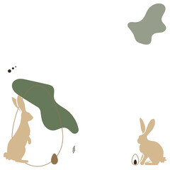 Happy Easter. Doodles and blots hand drawn on eco color abstract background.