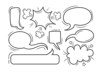 A collection of retro style comic speech balloon, showcasing a vintage design. Perfect for creating dynamic illustrations or adding a playful touch to your projects.