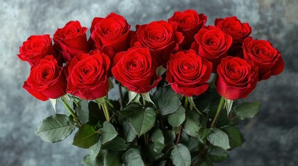 Obraz premium A Dozen Red Roses: A Stunning Bouquet of Passion and Romance