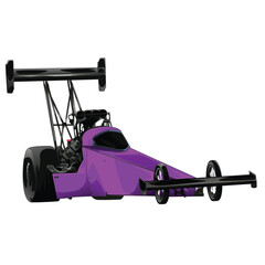 Outline purple racing car, isolated on a black background, for t-shirt design, print, and for business, purposes.