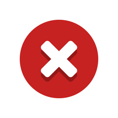 Red circular symbol with a bold white 'X' in the center, signaling a clear prohibition.