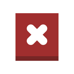 Obraz premium Red rectangle symbol with a bold white 'X' in the center, signaling a clear prohibition.