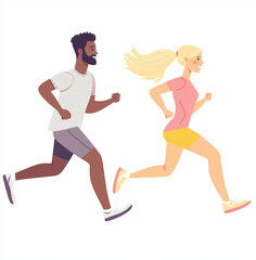 running couple vector illustration