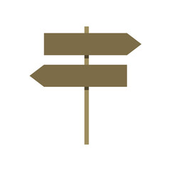 Vector of a minimalist wooden signboard with two empty arrows pointing in opposite directions.