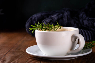 Scented aromatic rosemary coffee latte