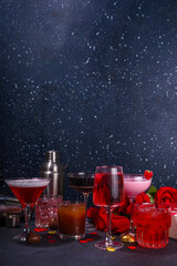 Valentine day cocktail bar background