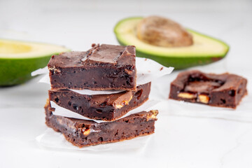 Homemade vegan avocado brownie dessert