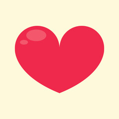 Vector illustration of a red heart symbol on a plain yellow background.
