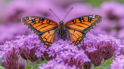 Obraz premium Stunning Viceroy Butterfly on Vibrant Purple Flowers