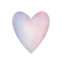 Gradient heart illustration. Watercolor purple heart shape isolated on white. Design element for Valentine's day, wedding, engagement and greeting card