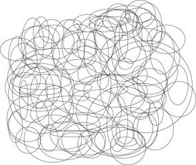 Abstract background with circles, line pattern. Stress mind cloud. Vector illustration of scribble lines isolated.
