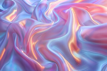 Fototapeta premium Iridescent Pastel Fabric Draped in Soft Waves