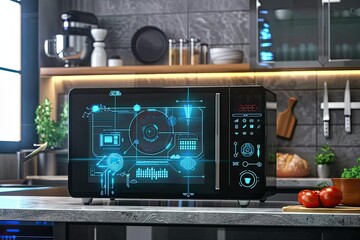 Sleek multifunctional microwave ovens with advanced features for modern kitchens.