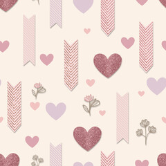 Minimalist Glittering Heart Seamless Pattern
