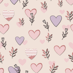 Minimalist Glittering Heart Seamless Pattern
