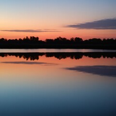 Fototapeta premium Vibrant Reflection of Colors on Calm Water Surface at Dusk