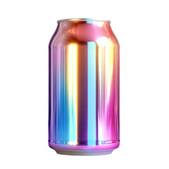 Fototapeta premium Vibrant Rainbow Colored Aluminum Can Isolated on Transparent Background