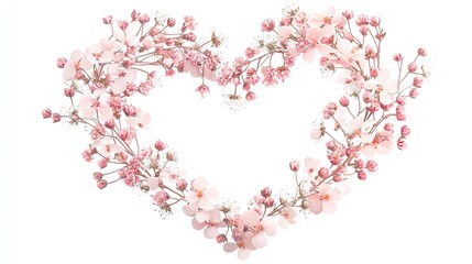 Fototapeta premium Heart frame of blossoms valentine's love background gigapixel art