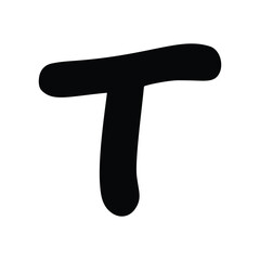 T glyph icon with white background vector stock illustration