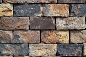 Closeup of classic brick wall urban setting building material textured surface architectural detail aged look