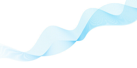 Abstract soft blue glowing wave curved lines background. Digital frequency track equalizer. Vector illustration.	