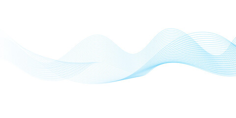 Abstract soft blue glowing wave curved lines background. Digital frequency track equalizer. Vector illustration.	