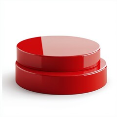 Red platform for showing product. 3d render
