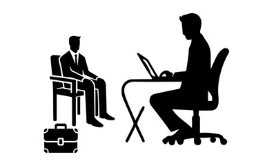 Job Interview and Hiring Process Silhouette Illustration