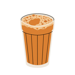 Teh Tarik Pulled milk tea in the Southeast Asian countries of Malaysia, Singapore, Indonesia, and Brunei. Vector illustration