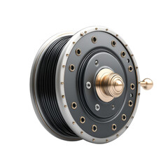 Metallic Reel with Cable Isolated on Transparent Background