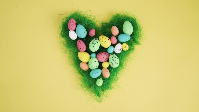 easter eggs in heart nest stop motion animation 