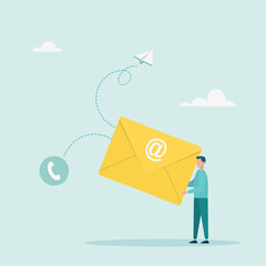 Email concept. Contact us by email or phone. Vector illustration flat style.	