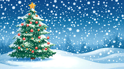 Obraz premium Winter landscape illustration