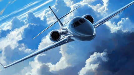 Private Jet Soaring Above Cloudscape