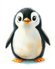 Obraz premium Adorable cartoon penguin illustration with a white background