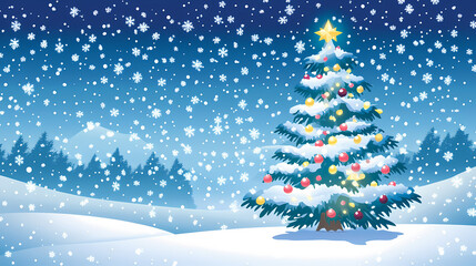 Winter landscape illustration