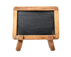 Obraz premium Mini chalkboard tabletop sign with wooden frame, perfect for displaying messages or menus. Ideal for cafes, events, or home decor