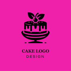 Elegant Layered Cake Design with Strawberries and Candy Cane for Dessert and Bakery Logos and Icons