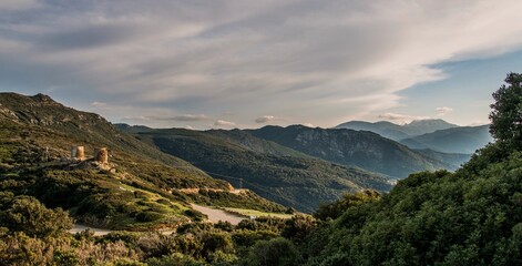 Naklejka premium Le col de Serra en hiver à Ersa, Corse, France