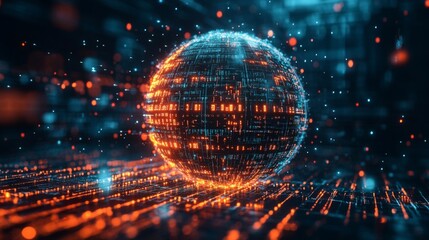 Obraz premium Glowing Sphere of Data and Network Connections