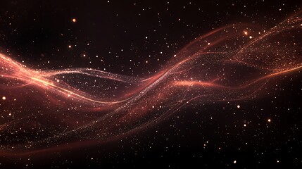 Fototapeta premium Abstract digital waves with glowing golden and multicolor light streaks in dark space, futuristic flowing energy streams representing technology, data and science