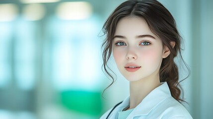 Fototapeta premium Beautiful Young Female Doctor Portrait Studio face girl care woman 