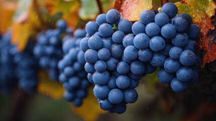 Ripe grapes in vineyard