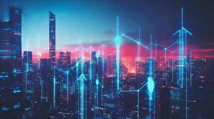 Fototapeta premium abstract professional business team people connection of line from nail node to node on Smart digital cityscap and skyline background , Innovation networking concept