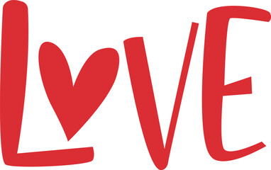 Handwritten Love Word with Heart Symbol